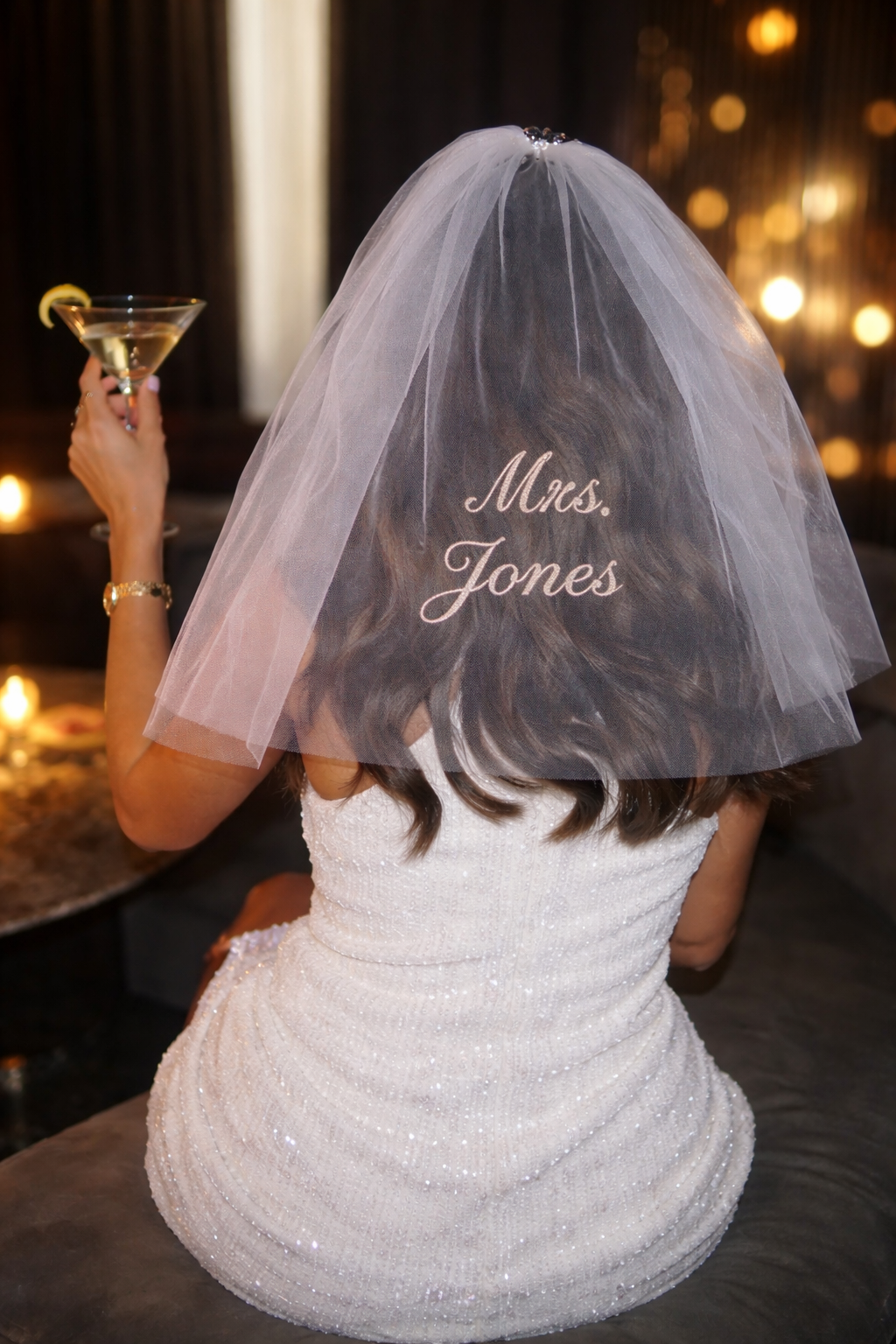 Personalised embroidered bridal veil.