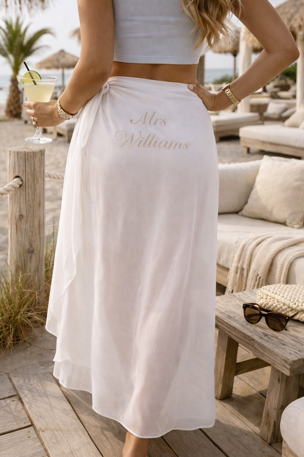 Personalised embroidered longer length sarong