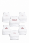 Custom Embroidered Bridal racer neck Crop Top, single or bundle