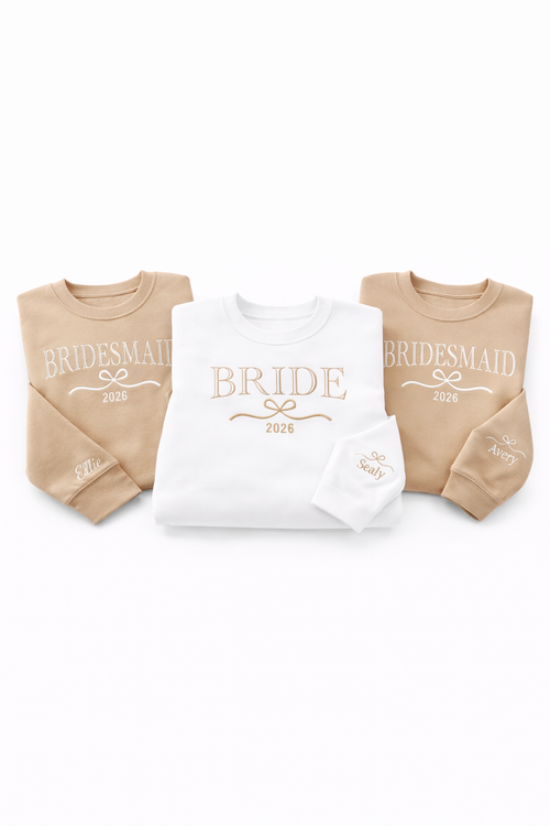 Bridal party bow detail personalised sweatshirts
