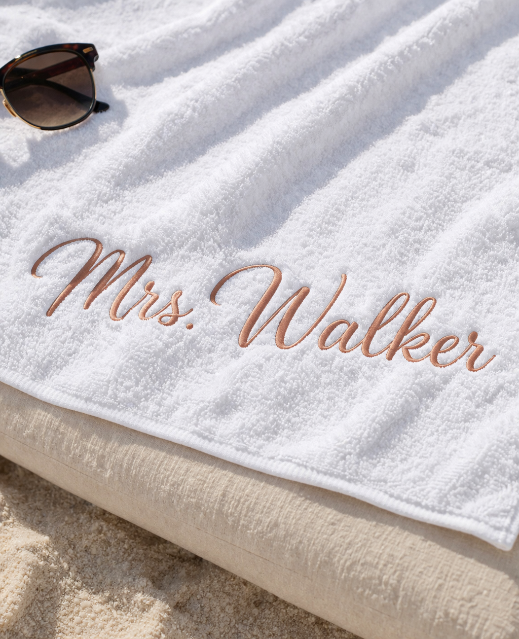 Personalised embroidered quick dry beach towel with pouch