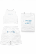 Personalised white bridal shorts & top co-ord set