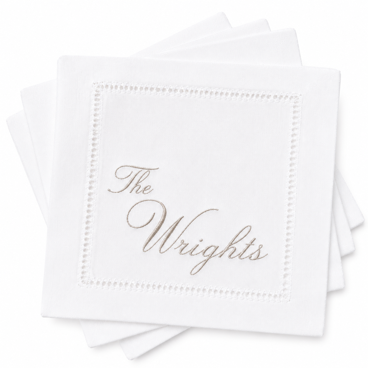 Personalised bridal linen cocktail napkins