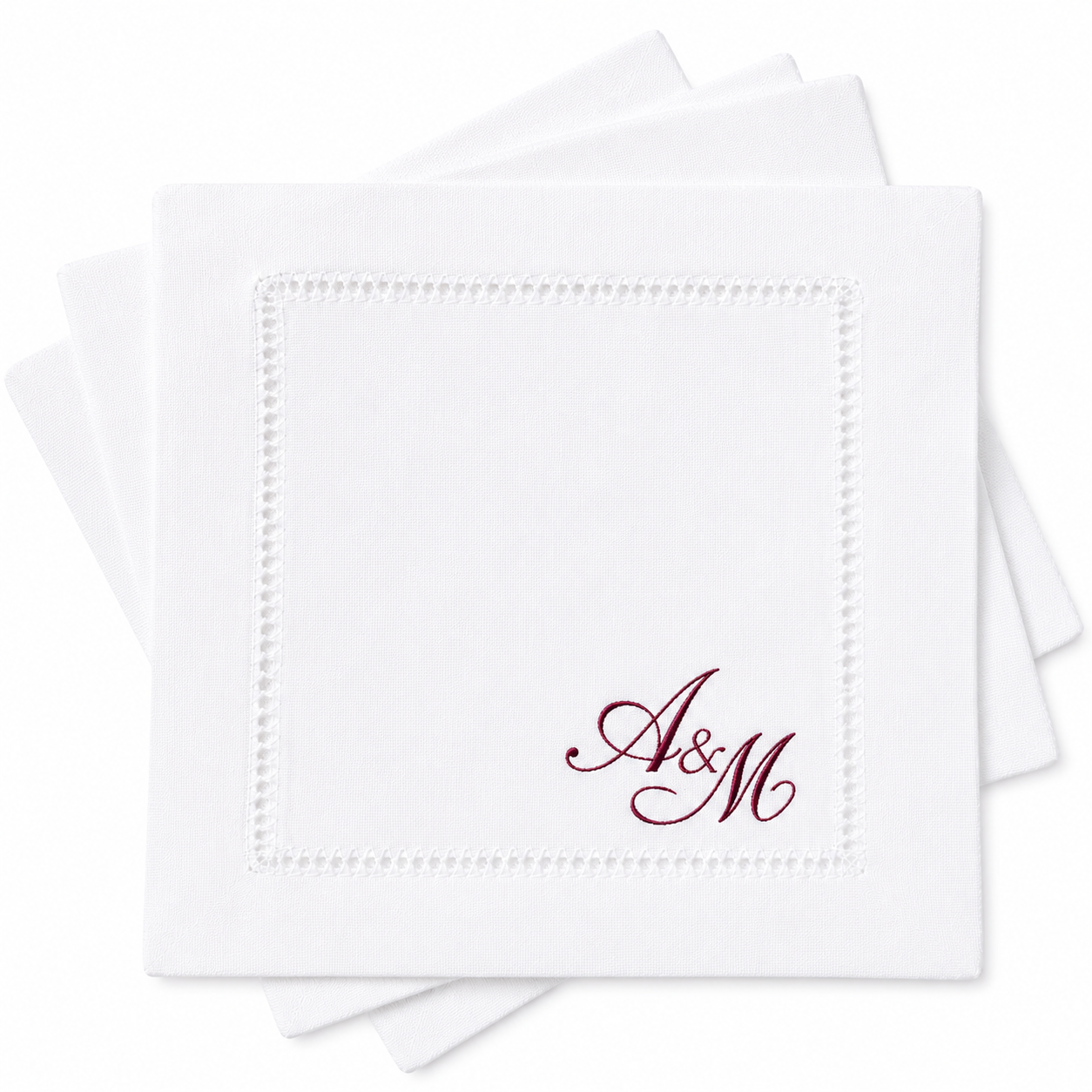Personalised bridal linen cocktail napkins