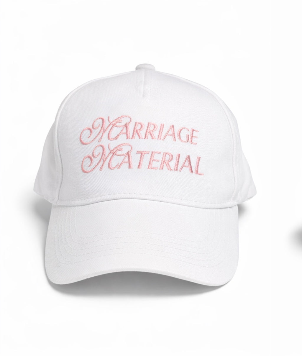 Marriage Material front and back Personalised embroidered baseball cap.